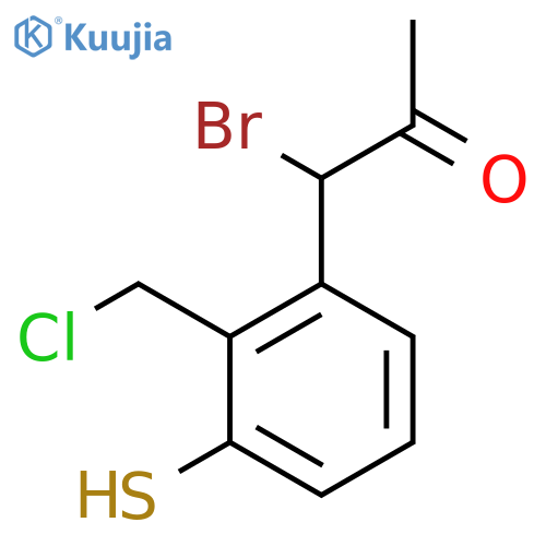 1-Bromo-1-(2-(chloromethyl)-3-mercaptophenyl)propan-2-one structure