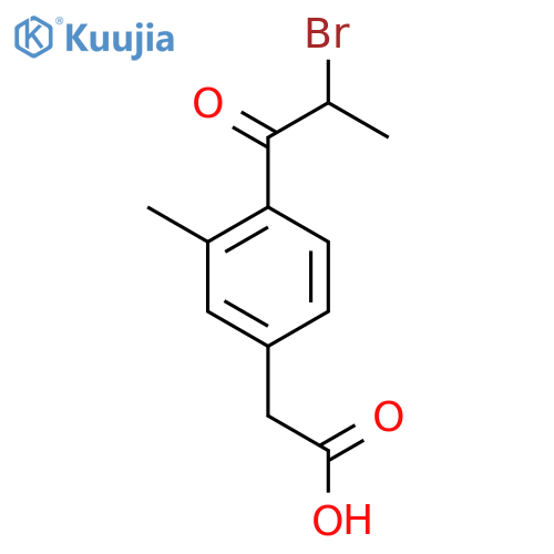4-(2-Bromopropanoyl)-3-methylphenylacetic acid structure