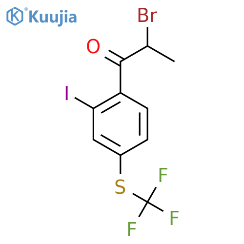 2-Bromo-1-(2-iodo-4-(trifluoromethylthio)phenyl)propan-1-one structure