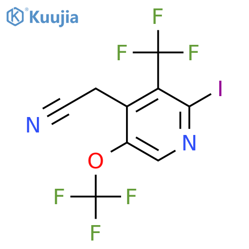 2-Iodo-5-(trifluoromethoxy)-3-(trifluoromethyl)pyridine-4-acetonitrile structure