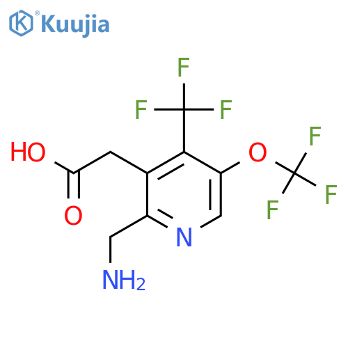 2-(Aminomethyl)-5-(trifluoromethoxy)-4-(trifluoromethyl)pyridine-3-acetic acid structure