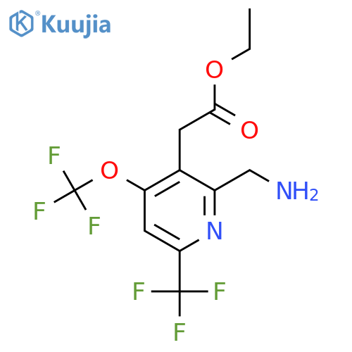 Ethyl 2-(aminomethyl)-4-(trifluoromethoxy)-6-(trifluoromethyl)pyridine-3-acetate structure
