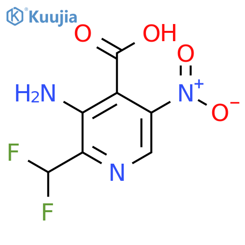 3-Amino-2-(difluoromethyl)-5-nitropyridine-4-carboxylic acid structure