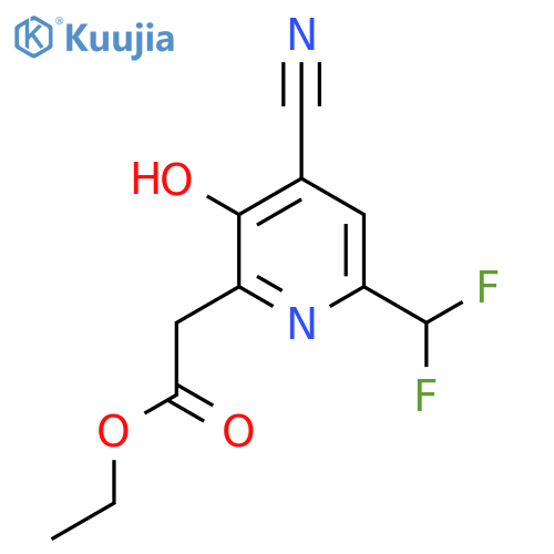 Ethyl 4-cyano-6-(difluoromethyl)-3-hydroxypyridine-2-acetate structure