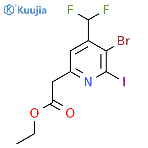 Ethyl 3-bromo-4-(difluoromethyl)-2-iodopyridine-6-acetate structure
