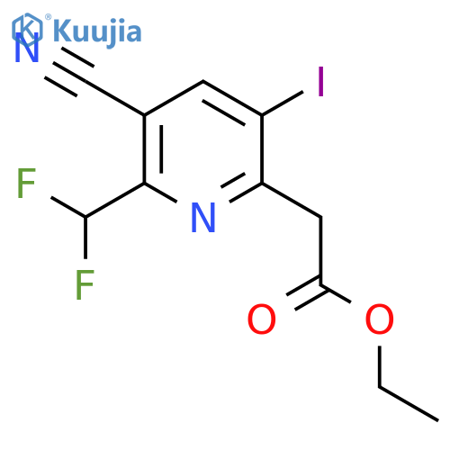 Ethyl 3-cyano-2-(difluoromethyl)-5-iodopyridine-6-acetate structure