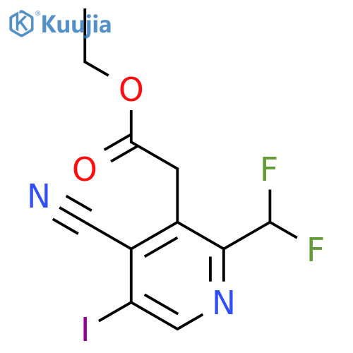 Ethyl 4-cyano-2-(difluoromethyl)-5-iodopyridine-3-acetate structure