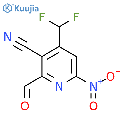 3-Cyano-4-(difluoromethyl)-6-nitropyridine-2-carboxaldehyde structure