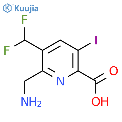 2-(Aminomethyl)-3-(difluoromethyl)-5-iodopyridine-6-carboxylic acid structure