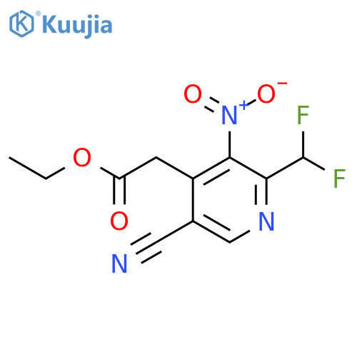 Ethyl 5-cyano-2-(difluoromethyl)-3-nitropyridine-4-acetate structure