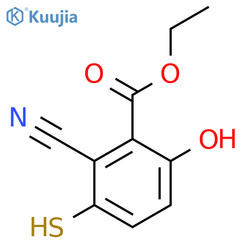 Ethyl 2-cyano-6-hydroxy-3-mercaptobenzoate structure