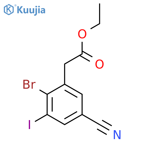 Ethyl 2-bromo-5-cyano-3-iodophenylacetate structure