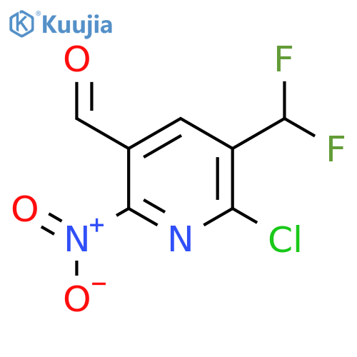 2-Chloro-3-(difluoromethyl)-6-nitropyridine-5-carboxaldehyde structure
