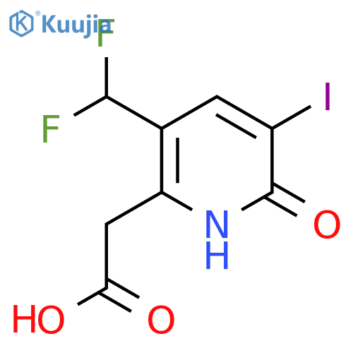 5-(Difluoromethyl)-2-hydroxy-3-iodopyridine-6-acetic acid structure