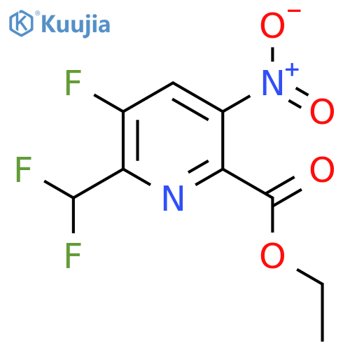 Ethyl 2-(difluoromethyl)-3-fluoro-5-nitropyridine-6-carboxylate structure