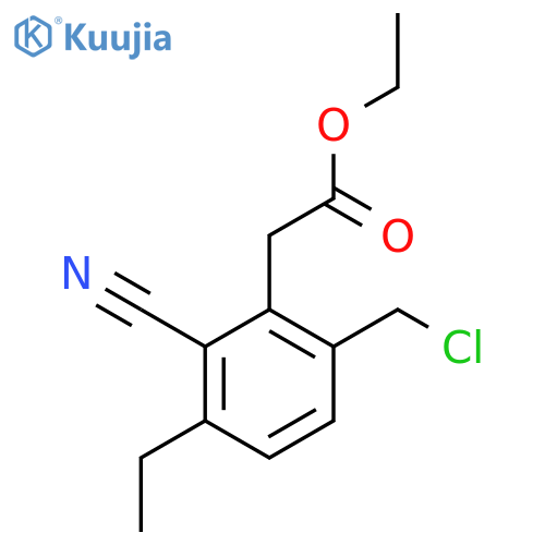 Ethyl 6-chloromethyl-2-cyano-3-ethylphenylacetate structure