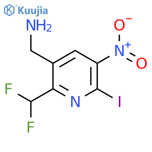3-(Aminomethyl)-2-(difluoromethyl)-6-iodo-5-nitropyridine structure