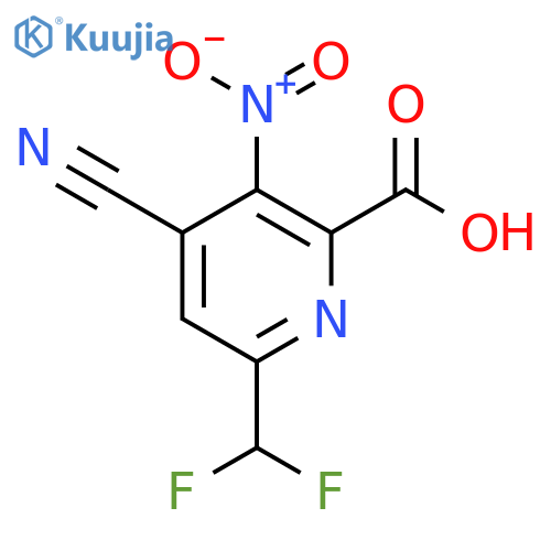 4-Cyano-6-(difluoromethyl)-3-nitropyridine-2-carboxylic acid structure