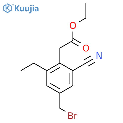 Ethyl 4-bromomethyl-2-cyano-6-ethylphenylacetate structure