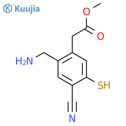 Methyl 2-aminomethyl-4-cyano-5-mercaptophenylacetate structure
