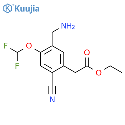 Ethyl 5-aminomethyl-2-cyano-4-(difluoromethoxy)phenylacetate structure