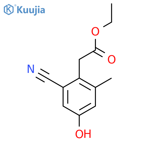 Ethyl 2-cyano-4-hydroxy-6-methylphenylacetate structure