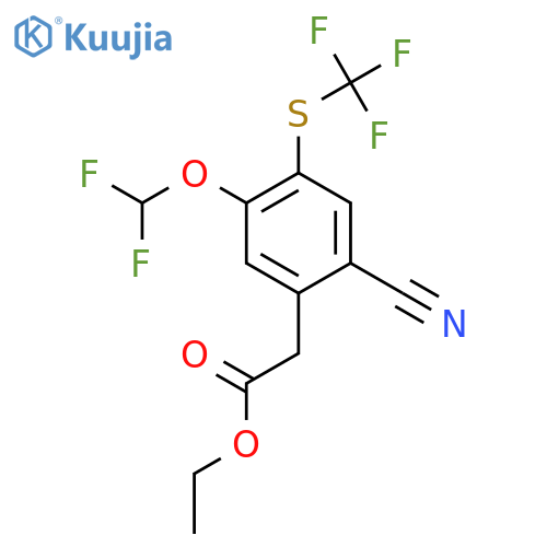Ethyl 2-cyano-5-difluoromethoxy-4-(trifluoromethylthio)phenylacetate structure