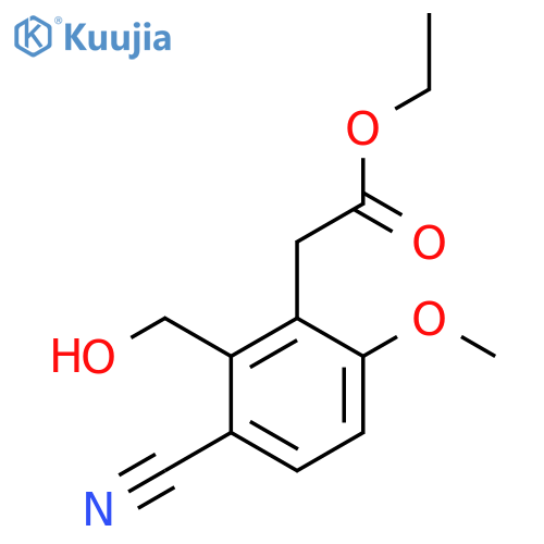 Ethyl 3-cyano-2-hydroxymethyl-6-methoxyphenylacetate structure