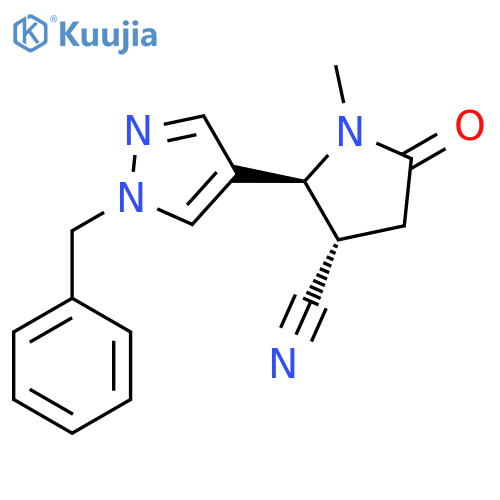 (2S,3S)-2-(1-Benzylpyrazol-4-yl)-1-methyl-5-oxopyrrolidine-3-carbonitrile structure