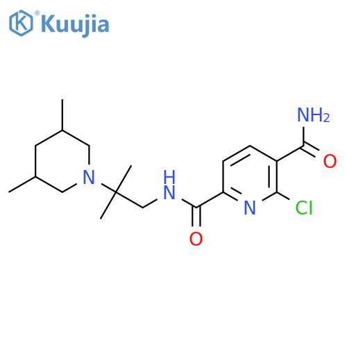 6-chloro-N2-[2-(3,5-dimethylpiperidin-1-yl)-2-methylpropyl]pyridine-2,5-dicarboxamide structure
