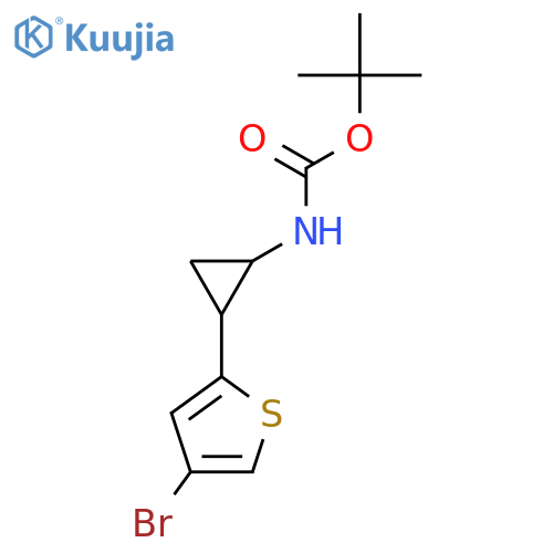 tert-butyl N-[(1R,2R)-2-(4-bromo-2-thienyl)cyclopropyl]carbamate structure