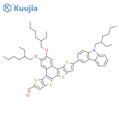 Dithieno[2,3-d:2',3'-d']naphtho[2,1-b:3,4-b']dithiophene-2-carboxaldehyde, 9-[9-(2-ethylhexyl)-9H-carbazol-3-yl]-5,6-bis[(2-ethylhexyl)oxy]- structure
