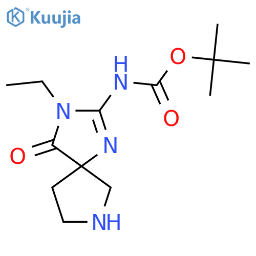 Tert-butyl N-(3-ethyl-4-oxo-1,3,7-triazaspiro[4.4]non-1-en-2-yl)carbamate structure