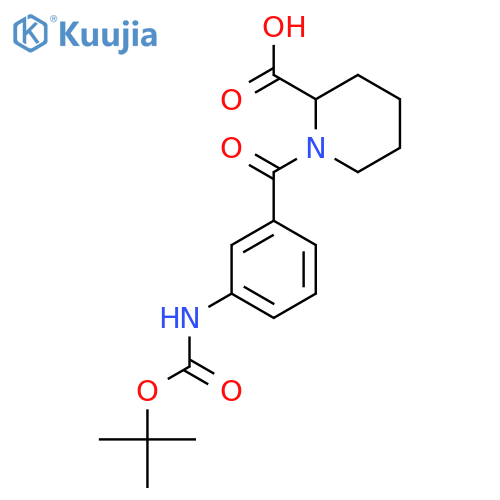 1-(3-{[(Tert-butoxy)carbonyl]amino}benzoyl)piperidine-2-carboxylic acid structure