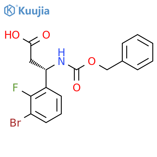 (3S)-3-{[(benzyloxy)carbonyl]amino}-3-(3-bromo-2-fluorophenyl)propanoic acid structure