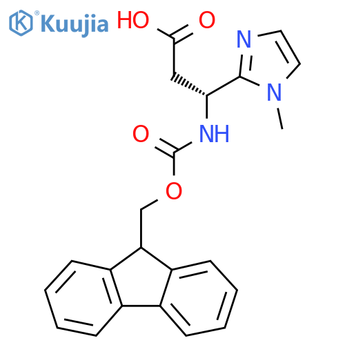 (3R)-3-({[(9H-fluoren-9-yl)methoxy]carbonyl}amino)-3-(1-methyl-1H-imidazol-2-yl)propanoic acid structure