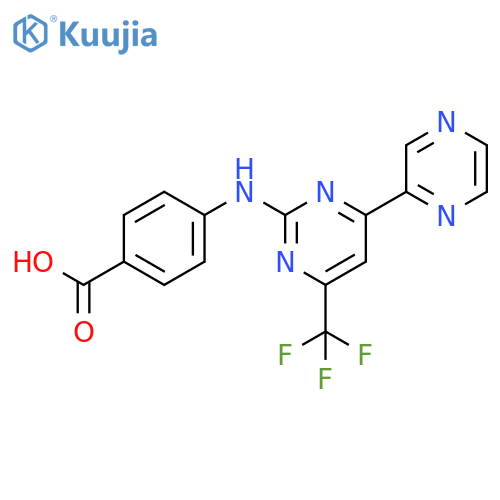 Benzoic acid, 4-[[4-(2-pyrazinyl)-6-(trifluoromethyl)-2-pyrimidinyl]amino]- structure