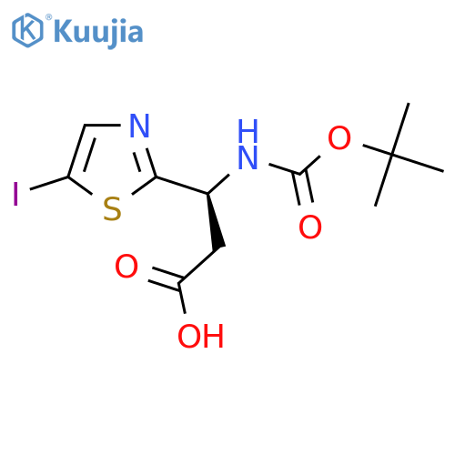 (3S)-3-{[(tert-butoxy)carbonyl]amino}-3-(5-iodo-1,3-thiazol-2-yl)propanoic acid structure