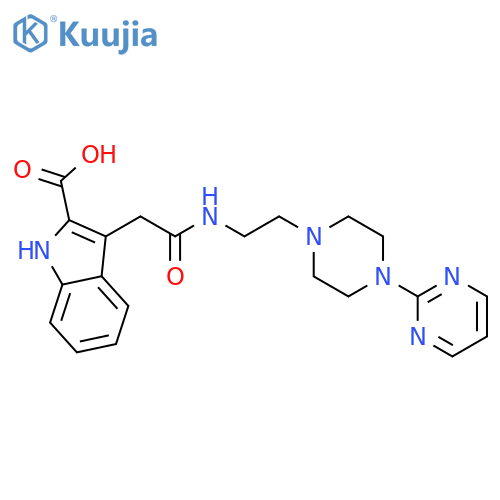 3-(2-oxo-2-{[2-(4-pyrimidin-2-ylpiperazin-1-yl)ethyl]amino}ethyl)-1H-indole-2-carboxylic acid structure