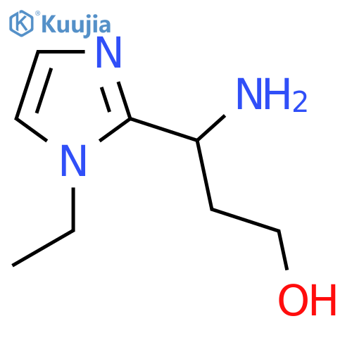 3-amino-3-(1-ethyl-1H-imidazol-2-yl)propan-1-ol structure