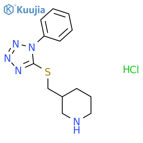 3-{[(1-Phenyl-1H-1,2,3,4-tetrazol-5-yl)sulfanyl]methyl}piperidine hydrochloride structure