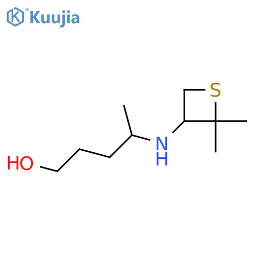 4-[(2,2-dimethylthietan-3-yl)amino]pentan-1-ol structure
