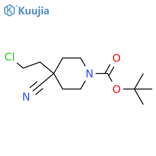 1-Piperidinecarboxylic acid, 4-(2-chloroethyl)-4-cyano-, 1,1-dimethylethyl ester structure