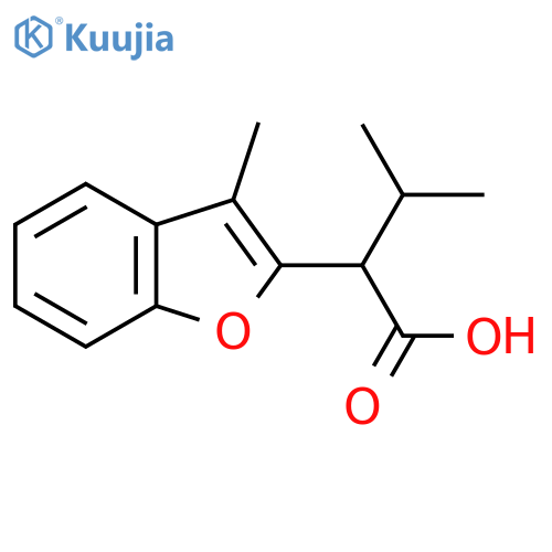 3-methyl-2-(3-methyl-1-benzofuran-2-yl)butanoic acid structure