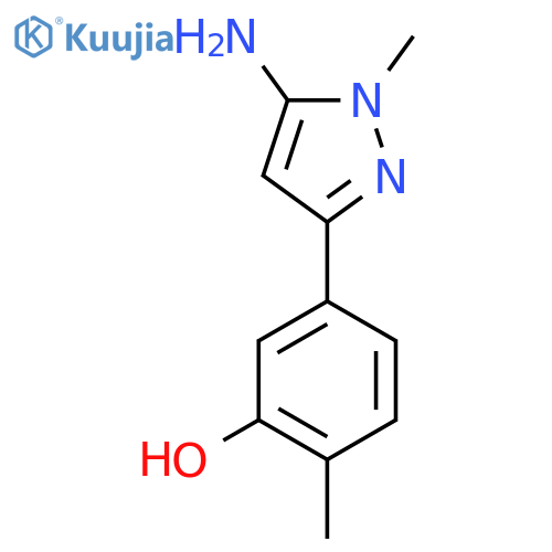 5-(5-amino-1-methyl-1H-pyrazol-3-yl)-2-methylphenol structure
