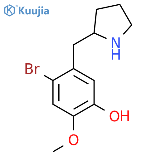 4-bromo-2-methoxy-5-(pyrrolidin-2-yl)methylphenol structure