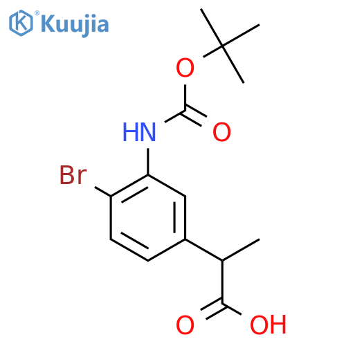 2-(4-bromo-3-{(tert-butoxy)carbonylamino}phenyl)propanoic acid structure