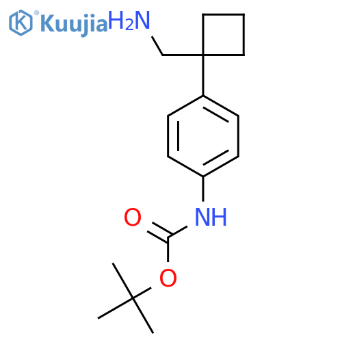 tert-butyl N-{4-1-(aminomethyl)cyclobutylphenyl}carbamate structure