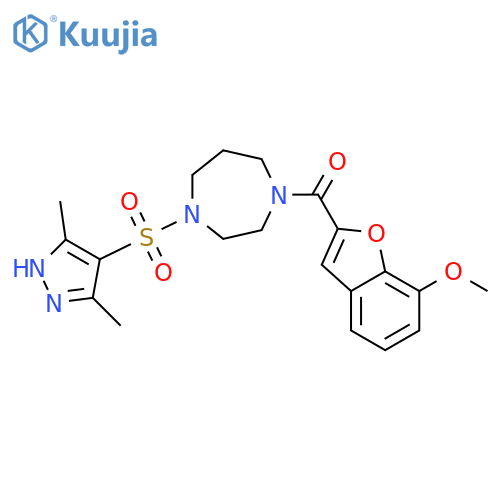 1-[(3,5-dimethyl-1H-pyrazol-4-yl)sulfonyl]-4-(7-methoxy-1-benzofuran-2-carbonyl)-1,4-diazepane structure