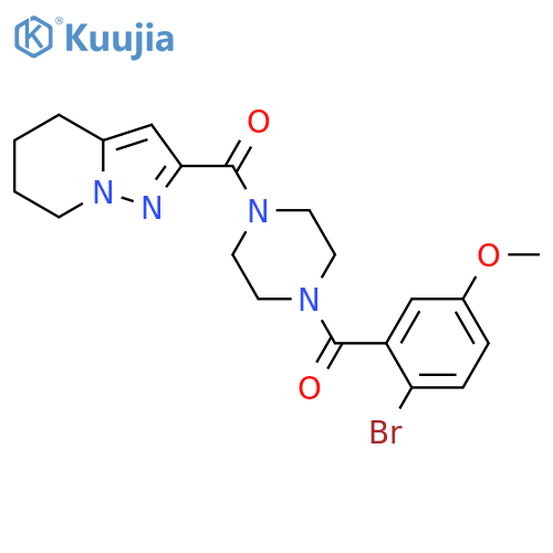 1-(2-bromo-5-methoxybenzoyl)-4-{4H,5H,6H,7H-pyrazolo[1,5-a]pyridine-2-carbonyl}piperazine structure
